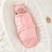 Cotton Baby Swaddle Blanket With Hat