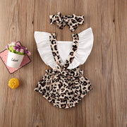 2020 Baby Girl Leopard Jumpsuit Set with Headband