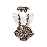 2020 Baby Girl Leopard Jumpsuit Set with Headband